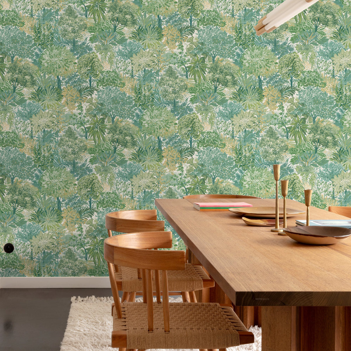 Galerie Inia Classical Floral All-over Green Wallpaper INA78