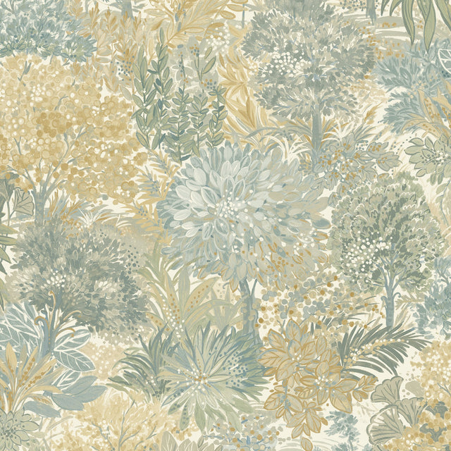 Galerie Inia Classical Floral All-over Green Wallpaper INA78