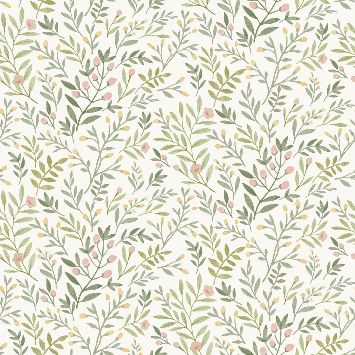 Galerie Inia Classical Floral All-over Green Wallpaper INA78