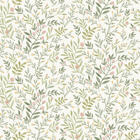 Galerie Inia Classical Floral All-over Green Wallpaper INA78