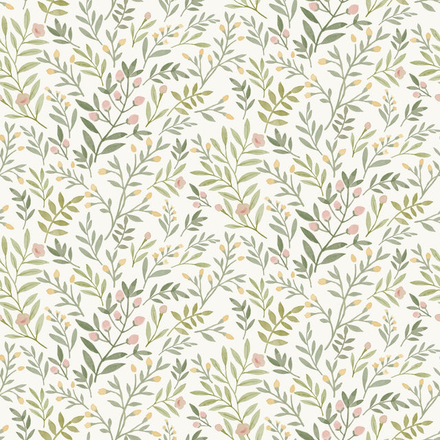 Galerie Inia Classical Floral All-over Green Wallpaper INA78