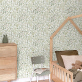 Galerie Inia Classical Floral All-over Green Wallpaper INA78