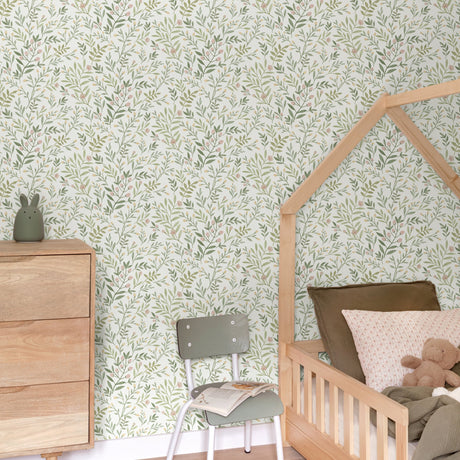 Galerie Inia Classical Floral All-over Green Wallpaper INA78