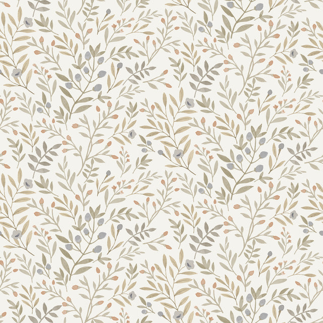 Galerie Inia Classical Floral All-over Green Wallpaper INA78