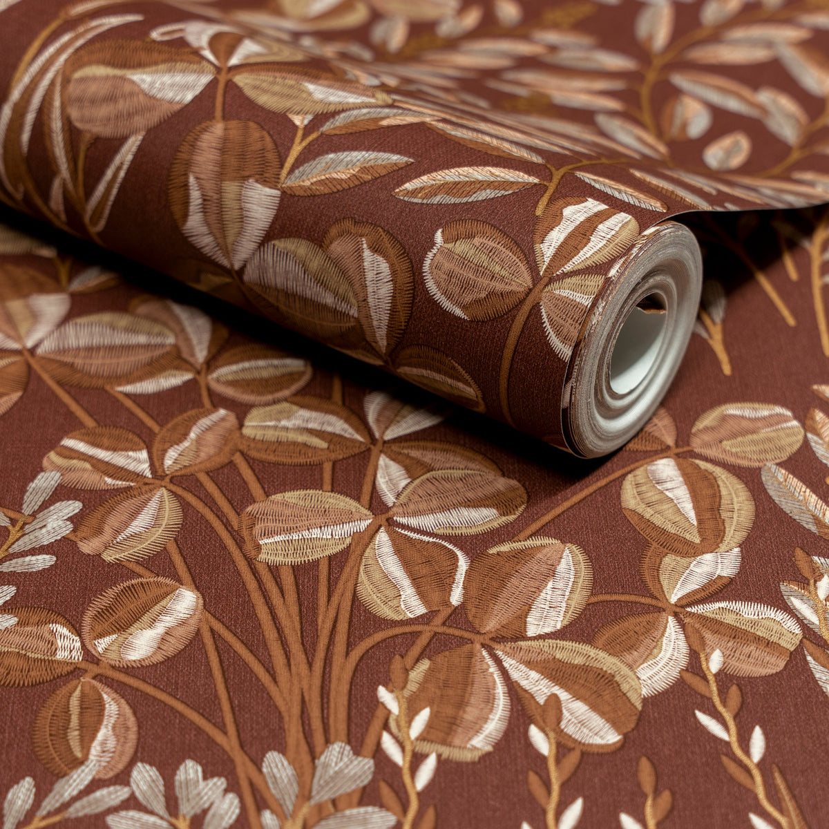 Galerie Inia Branched Leaves All-over Red Wallpaper INA78902