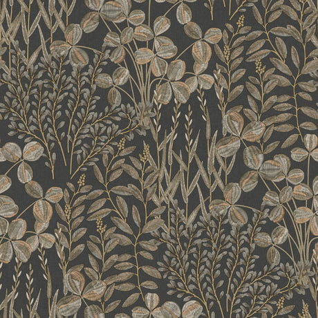 Galerie Inia Branched Leaves All-over Black Wallpaper INA789