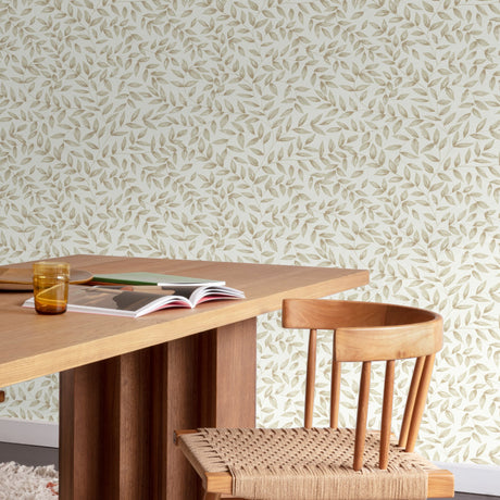 Galerie Inia Branched Leaves All-over Beige Wallpaper INA792