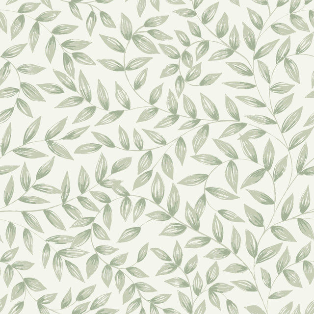 Galerie Inia Branched Leaves All-over Green Wallpaper INA792