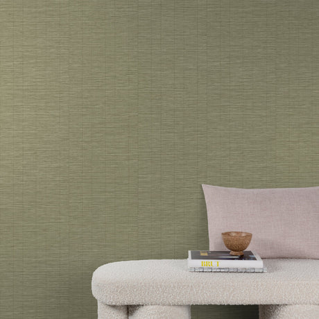 Galerie Structured Walls Textile Plain Green Wallpaper A8030