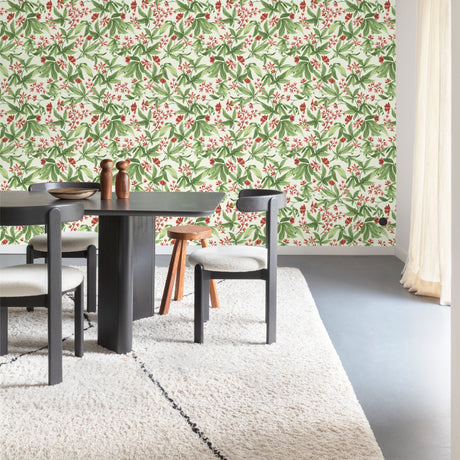 Galerie Inia Classical Floral All-over Green Wallpaper INA80