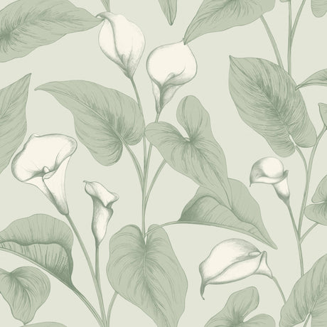 Galerie Inia Branched Leaves All-over Green Wallpaper INA836