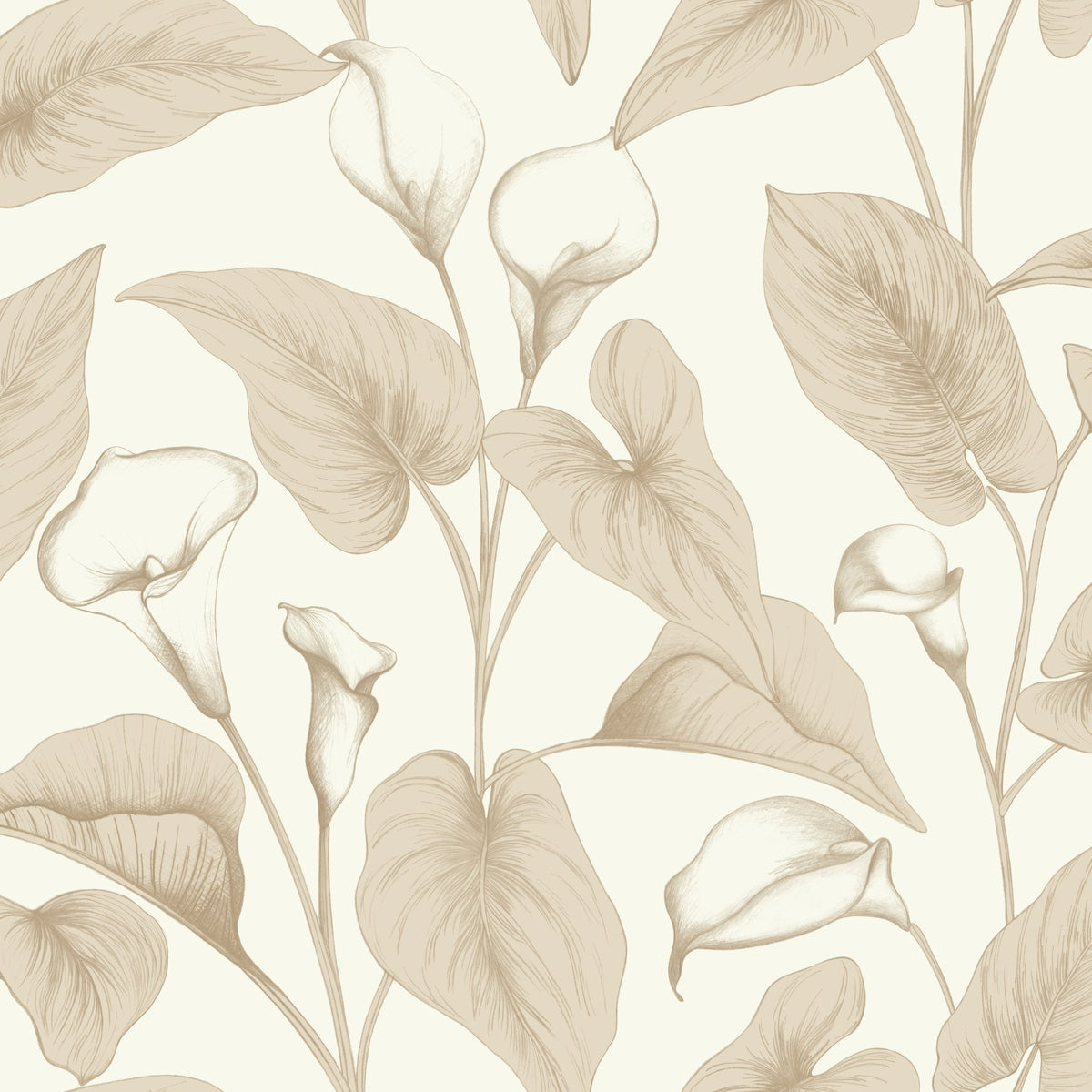 Galerie Inia Branched Leaves All-over Beige Wallpaper INA836