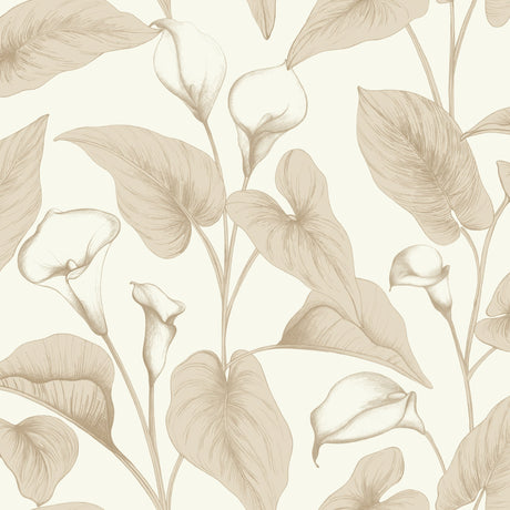 Galerie Inia Branched Leaves All-over Beige Wallpaper INA836