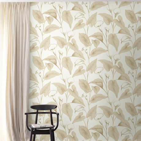 Galerie Inia Branched Leaves All-over Beige Wallpaper INA836