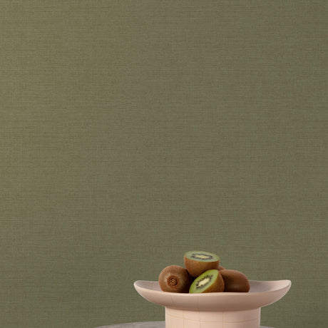 Galerie Structured Walls Textile Plain Green Wallpaper A8492