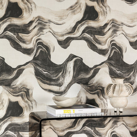 Galerie Structured Walls Geometric All-over Black Wallpaper 