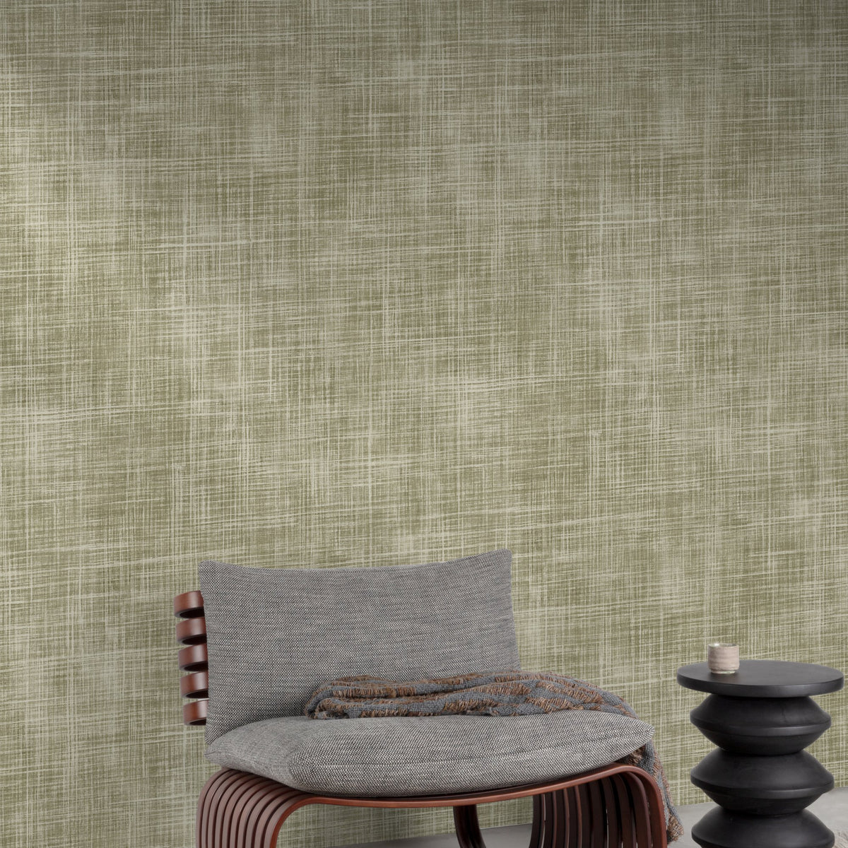 Galerie Structured Walls Textile Plain Green Wallpaper A8550