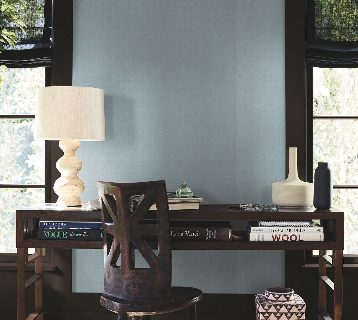 Antonina Vella AB1805 Woven Linen Sky Blue Wallpaper - Eade's Wallpaper