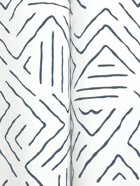 Antonina Vella AB3083 Sirih Navy Wallpaper - Eade's Wallpaper