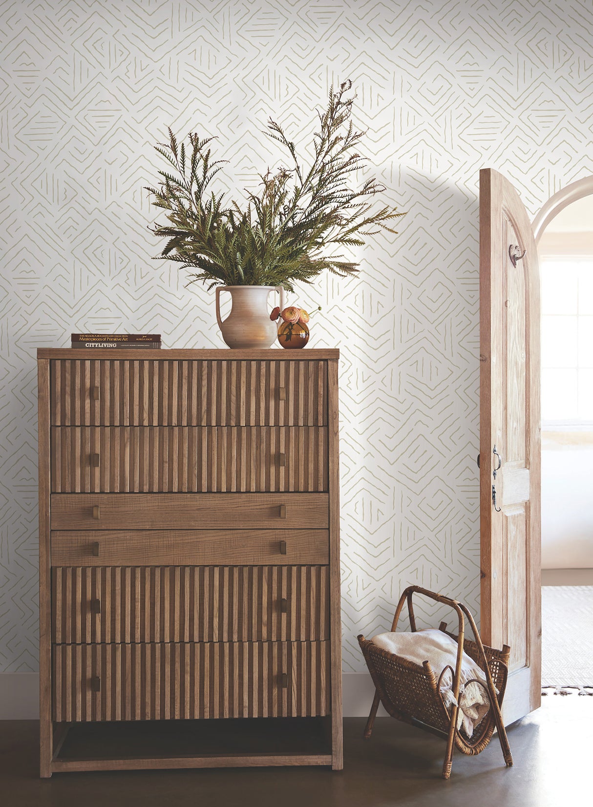 Antonina Vella AB3085 Sirih Beige Wallpaper - Eade's Wallpaper