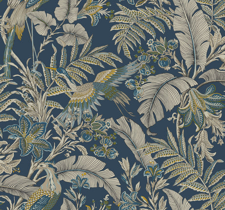 Antonina Vella AB3103 Heronwood Navy Wallpaper - Eade's Wallpaper