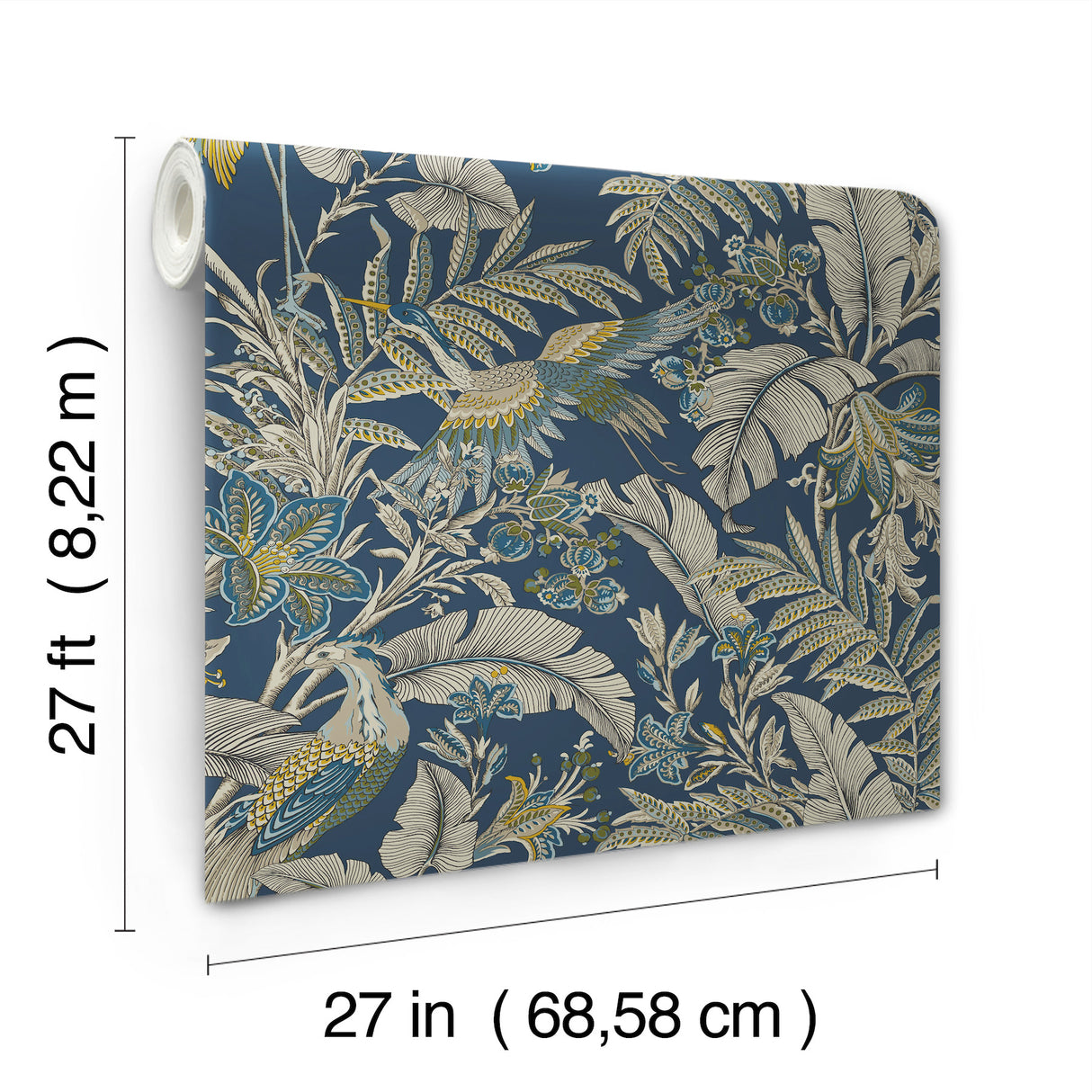 Antonina Vella AB3103 Heronwood Navy Wallpaper - Eade's Wallpaper