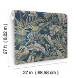 Antonina Vella AB3103 Heronwood Navy Wallpaper - Eade's Wallpaper