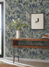 Antonina Vella AB3103 Heronwood Navy Wallpaper - Eade's Wallpaper
