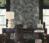Antonina Vella AB3103 Heronwood Navy Wallpaper - Eade's Wallpaper