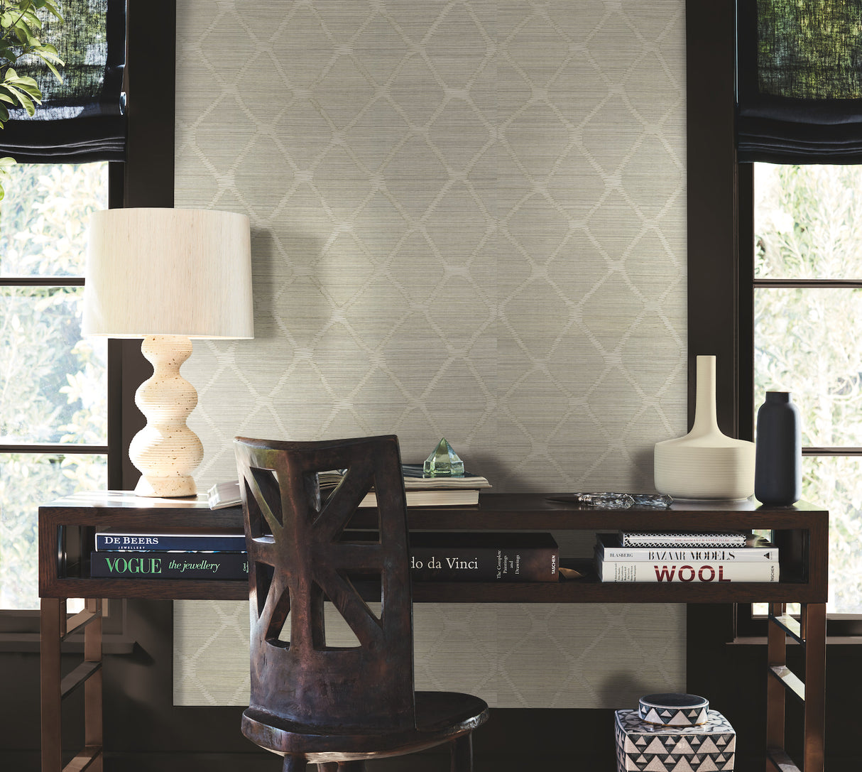 Antonina Vella AB3122 Tonga Putty Wallpaper - Eade's Wallpaper