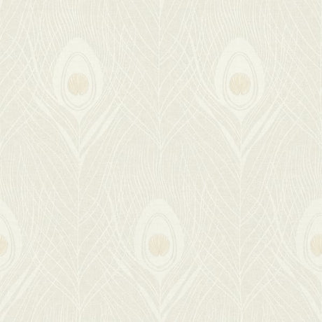 Galerie AC60003 Cream Peacock Feather Motif - Eade's Wallpaper