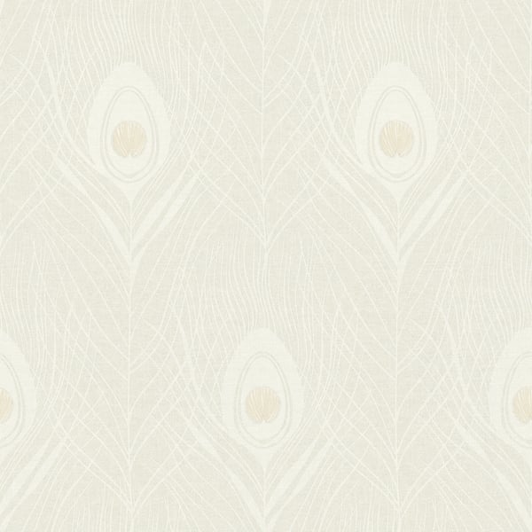 Galerie AC60003 Cream Peacock Feather Motif - Eade's Wallpaper