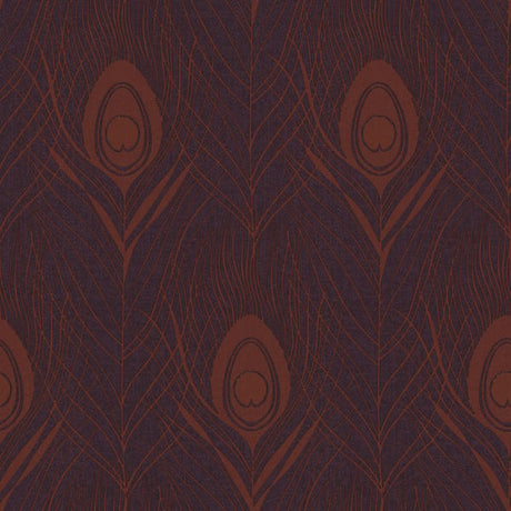 Galerie AC60007 Purple Lilac Peacock Feather Motif - Eade's Wallpaper