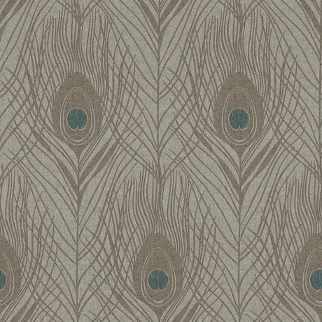 Galerie AC60008 Beige Peacock Feather Motif - Eade's Wallpaper
