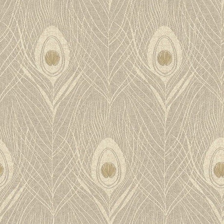 Galerie AC60009 Beige Peacock Feather Motif - Eade's Wallpaper