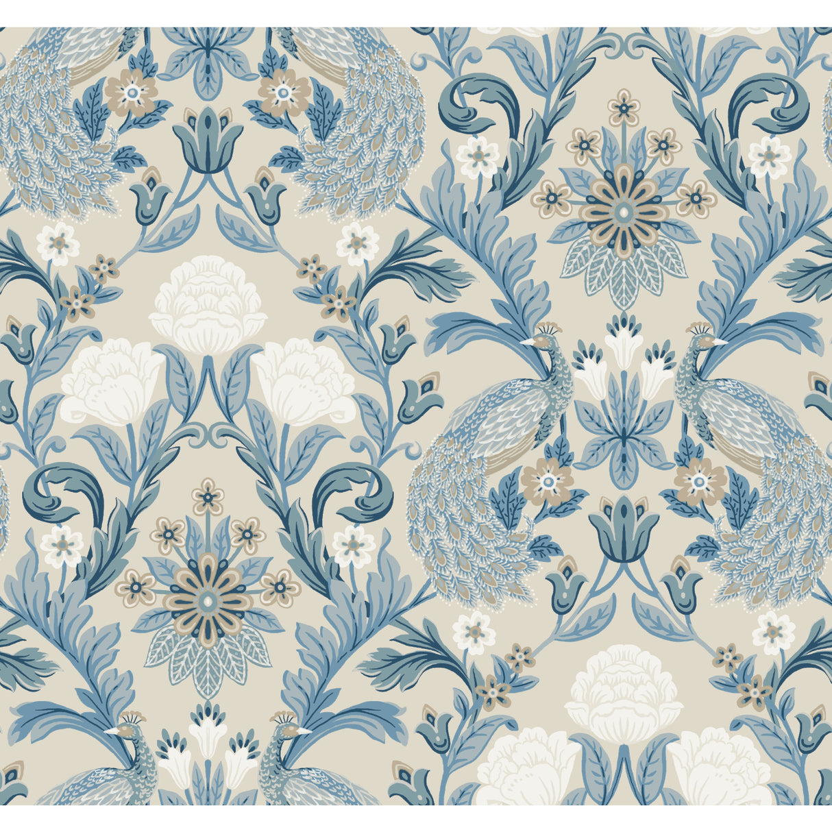 York AC9105 Plume Dynasty Neutral & Blue Wallpaper