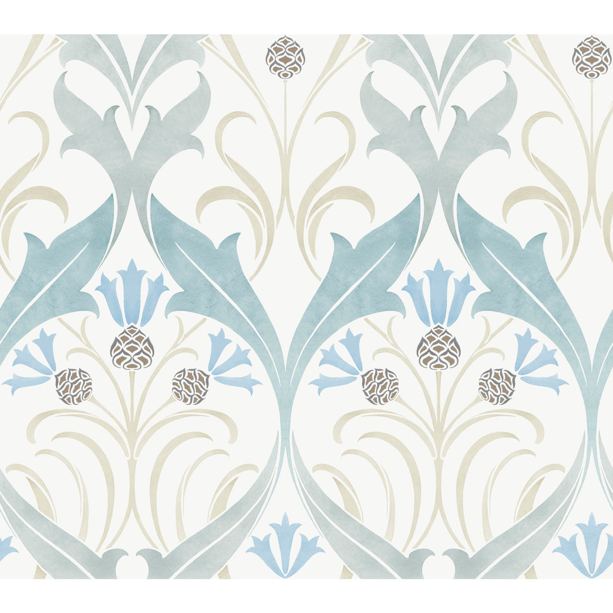 York AC9171 Pine Cone Ribbon Teal Wallpaper