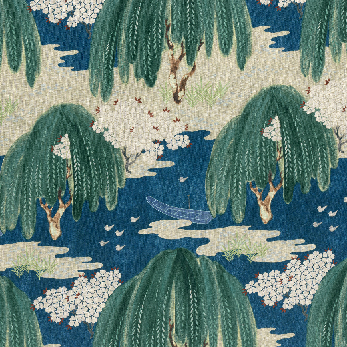Anna French AF23110 WILLOW TREE Navy Fabric