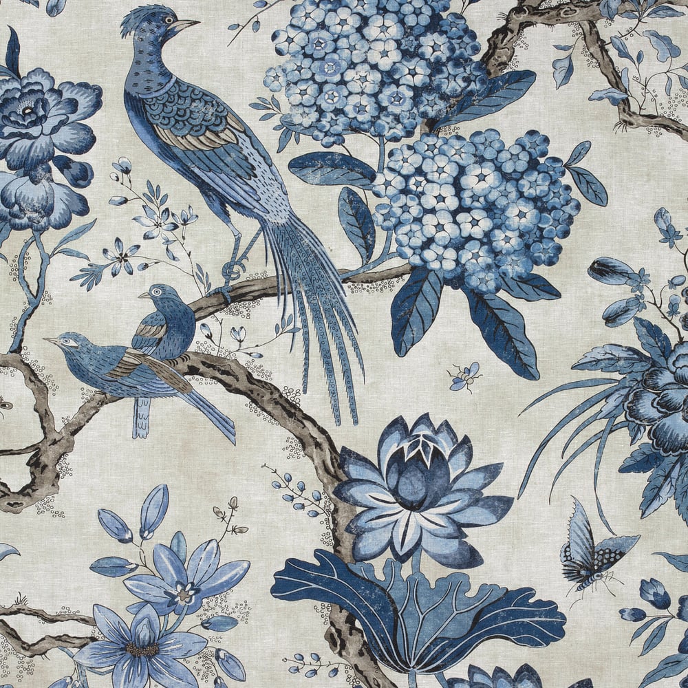Anna French AF72994 VILLENEUVE Blue on Flax Fabric