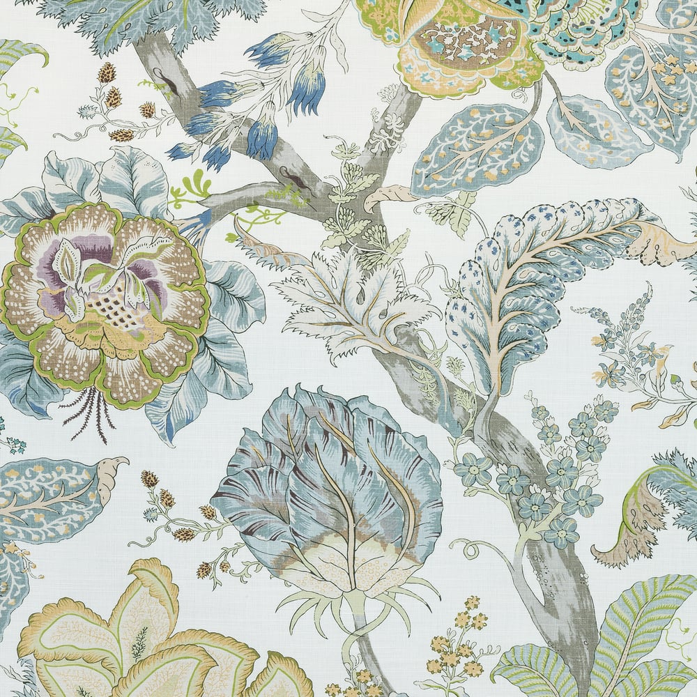 Anna French AF78740 KALAMKARI Yellow and Aqua Fabric
