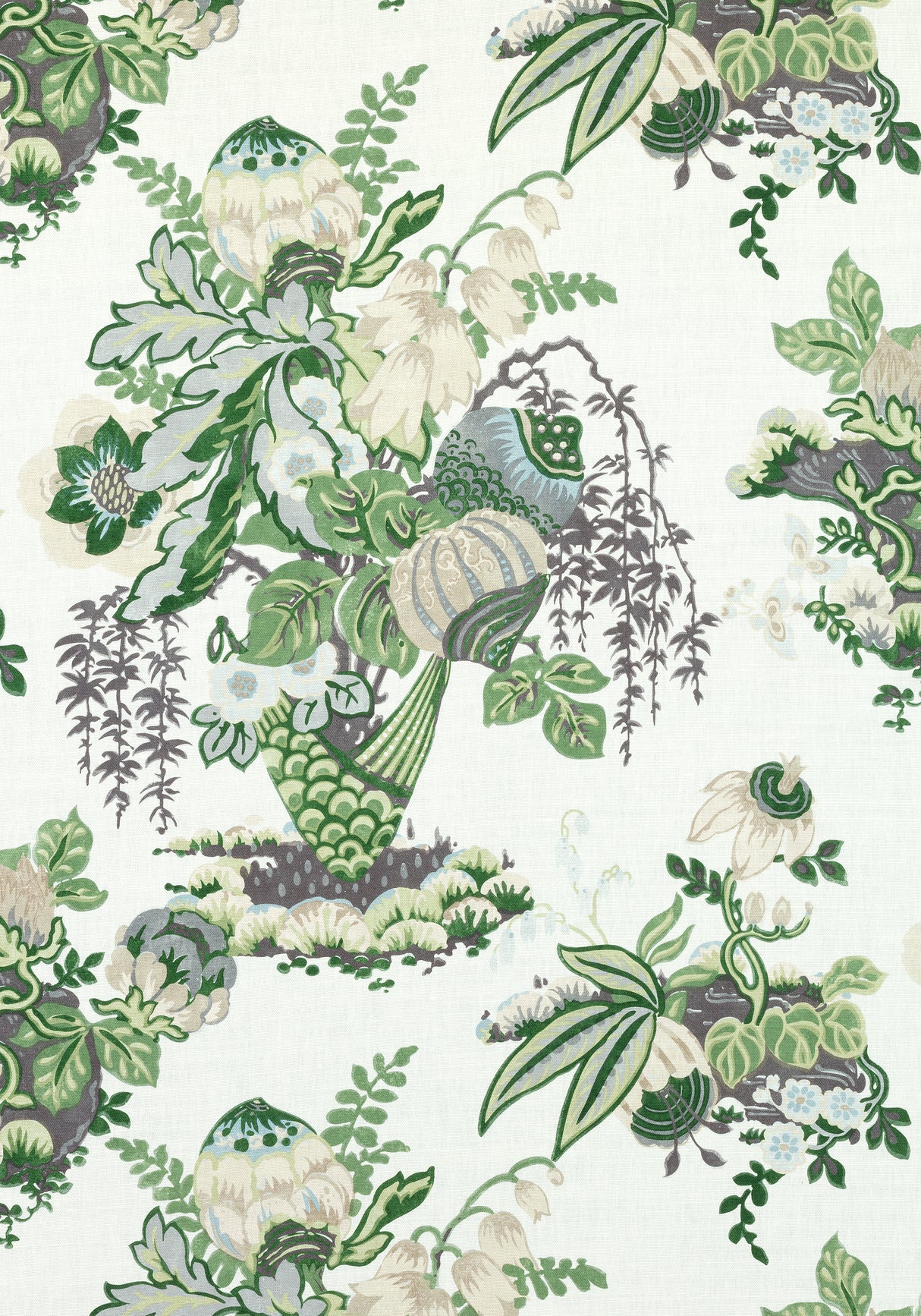 Anna French AF9647 FAIRBANKS Green and White Fabric