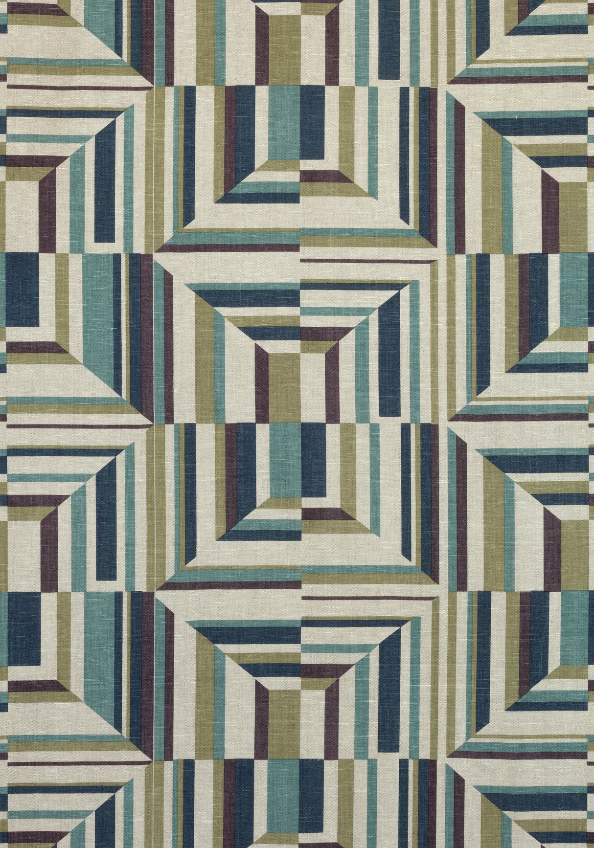 Anna French AF9651 CUBISM Plum and Flax Fabric