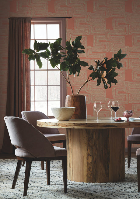 York AG2031 Zulu Thread Coral & Glint Wallpaper