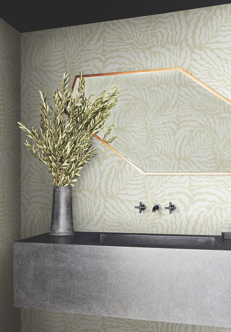 York AG2065 Fern Fronds Light Green & White Wallpaper