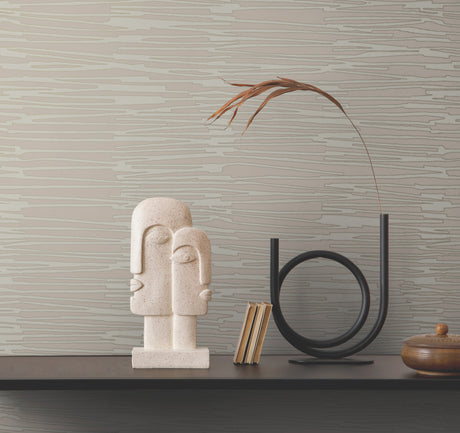 York AG2091 Water Reed Thatch Clay & Silver Wallpaper