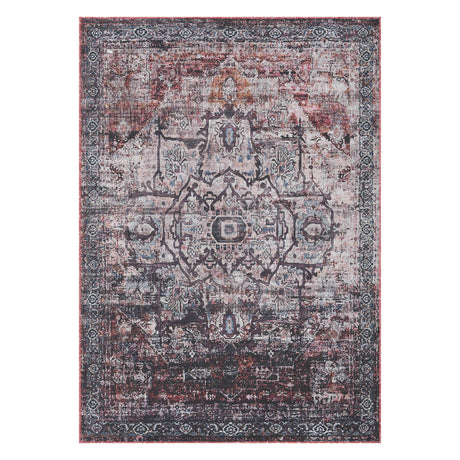 Amer Rugs ALA-1 Alaska Machine-Washable Vintage Medallion Power-Loomed /Red Area Rug