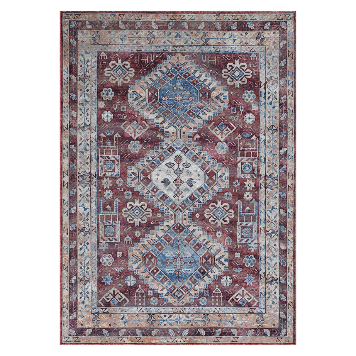 Amer Rugs ALA-10 Alaska Machine-Washable Vintage Medallion Power-Loomed /Terracotta Area Rug