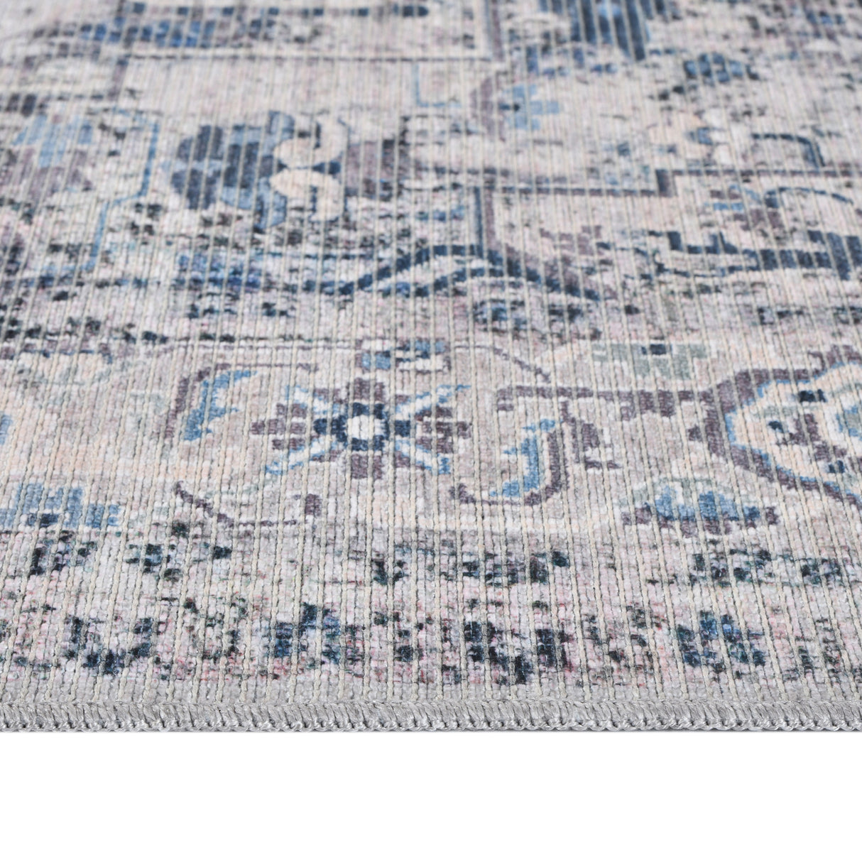Amer Rugs ALA-3 Alaska Machine-Washable Vintage Medallion Power-Loomed Gray/Blue Area Rug