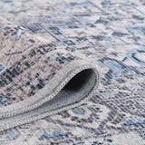 Amer Rugs ALA-3 Alaska Machine-Washable Vintage Medallion Power-Loomed Gray/Blue Area Rug