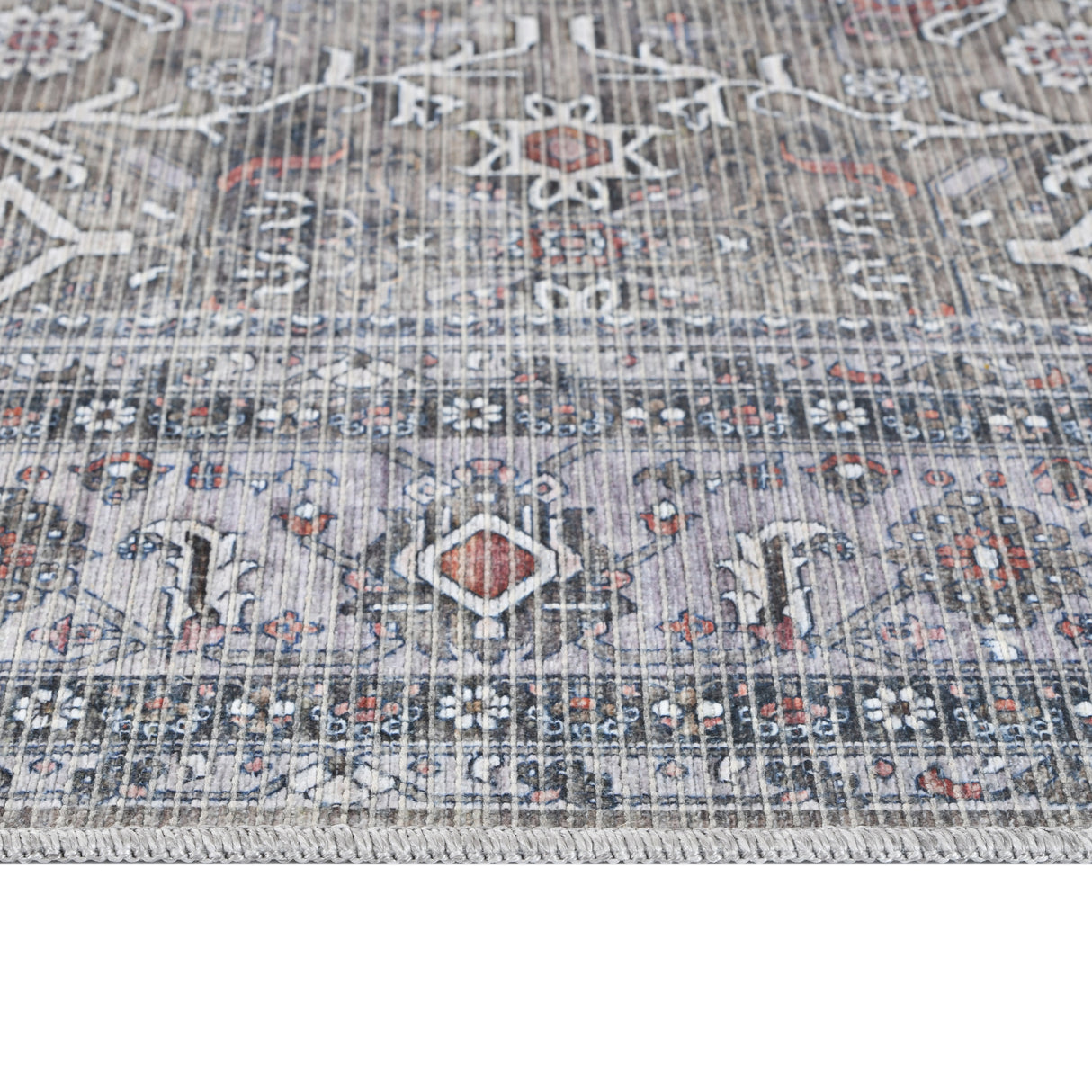 Amer Rugs ALA-6 Alaska Machine-Washable Vintage Medallion Power-Loomed /Gray Area Rug